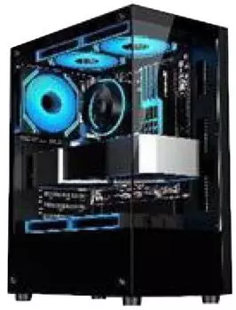 Корпус ATX ALSEYE Spider-B черный, без БП, пер. и бок. панели из закаленного стекла, USB 3.2, USB 2.0, audio (5 fans)