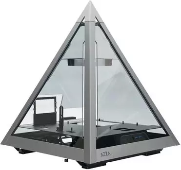 Корпус ATX Azza Pyramid L CSAZ-804L черный/серебристый, без БП, 4 боковых панели из закаленного стекла, 2xUSB3.0, USB Type-C, audio