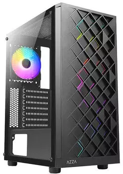 Корпус ATX Azza spectra CSAZ-280B черный, без БП, боковая панель из закалённого стекла, 2xUSB2.0, USB3.0, audio