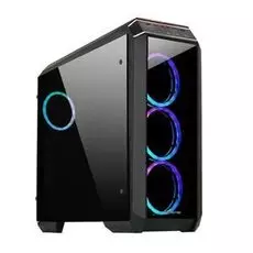 Корпус ATX Chieftec STALLION II GP-02B-OP без БП, боковое окно и передняя панель из закаленного стекла, 3xRGB LED 120мм ветилятора спереди, 1xRGB LED