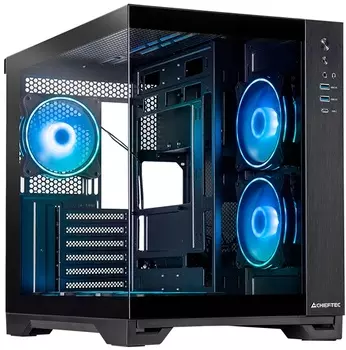Корпус ATX Chieftec VISIO GM-30B-TG-OP без БП, боковая панель из закаленного стекла, черный, USB Type-C, 2*USB 3.0