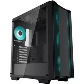 Корпус ATX Deepcool CC560 без БП, боковое окно (закаленное стекло), 3*120мм LED, 120мм LED, черный