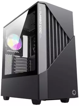 Корпус ATX GameMax Contac COC BG без блока питания, черный/серый, 2*USB3.0, 1*14cm ARGB front fan (GMX-FN14-Rainbow-C9), 1*12cm ARGB rear fan