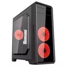 Корпус ATX GameMax G561-F Red черный, без БП, с окном, 2*USB 2.0, USB 3.0, audio