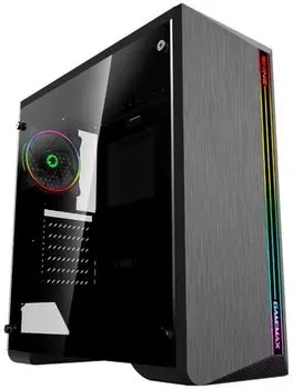 Корпус ATX GameMax Shine G517 без блока питания, черный, USB3.0+2*USB2.0, HD-Audio, 1*12mm FR1*12cm Ring ARGB Fan (FN-12Rainbow-N)