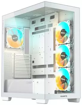 Корпус ATX GIGABYTE GB-C500PI ST белый, без БП, боковая панель из закленного стекла, 2*USB 3.2, Type-C, audio