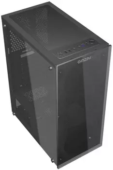 Корпус ATX Ginzzu SL190 без БП, боковая панель из закалённого стекла, 2*USB 2.0, USB 3.0