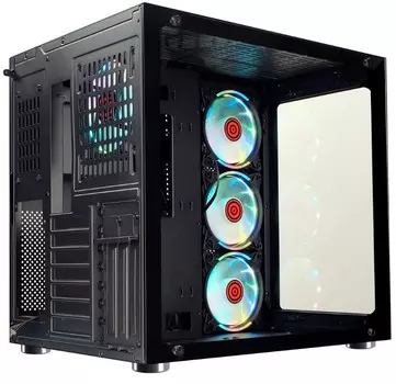 Корпус ATX Ginzzu V530 без БП, боковая и фронтальная панель из закалённого стекла, 2*USB 2.0, USB 3.0