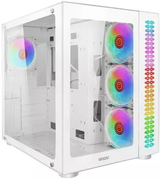 Корпус ATX Ginzzu V570 без БП, боковая и фронтальная панель из закалённого стекла, 2*USB 2.0, USB 3.0
