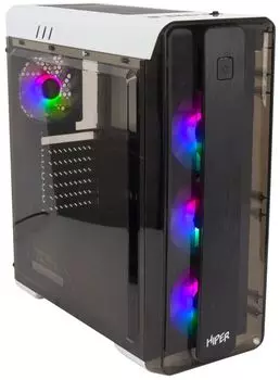 Корпус ATX HIPER M11 FRGB-WT черный, без БП, USB 3.0, USB 2.0, audio
