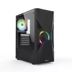 Корпус ATX HIPER ORO-2RGB закаленное стекло, RGB fan 2x120 мм, 1xUSB, HD Audio, чёрный
