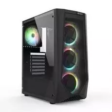 Корпус ATX HIPER ORO-4RGB закаленное стекло, RGB fan 4x120 мм, 1xUSB, HD Audio, чёрный