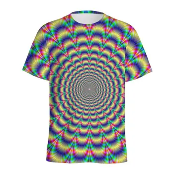 Футболки с принтом Summer Dizziness Vortex 3D Streetwear Мужская мода Oversize O-Neck с короткими рукавами Футболки Топы Одежда S