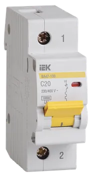Выключатель автоматический IEK ВА47-100 однополюсный (1P/1П) 20A C 10кА (MVA40-1-020-C)