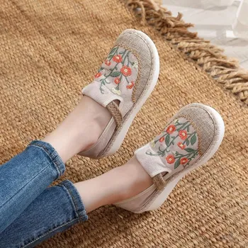 Новая мода вышивка характерный этнический стиль тканевая обувь вышитая обувь обувь ханьфу 35 чёрный