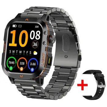 Смарт-часы QTLLBT Bluetooth-вызов Фонарик Компас IP68 водонепроницаемые, военные часы 100+ спортивных режимов Сон, частота сердечных сокращений, обнаружение кислорода в крови