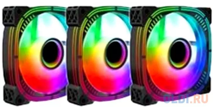Вентилятор Lamptron PRISM+ ARGB Black, 120x120x25 мм, 1500 об/мин, 35 дБА, PWM, черный, ARGB подсветка, 3 шт в упаковке