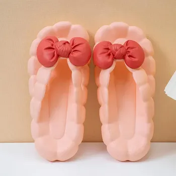 Fashion Fashion Butterfly-knot Decorative Flip Flops Women Slides Fashion Platform Soft Non-Slip Sandals New Indoor Bathroom Slippers 38-39 белый
