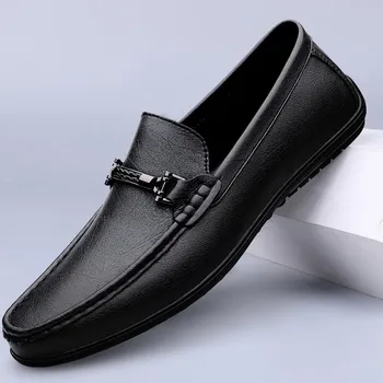 Fashion Spring New Men s Fashion Low Cut Comfortable Soft Sole Bean Shoes High Quality Men s Cowhide Casual Breathable Driving Shoes 36 белый