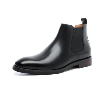 Винтажная обувь ручной работы. Мужские ботинки челси. Мужская обувь. Модные кожаные ботинки, мужские матовые ботинки martin с квадратным носком. 38