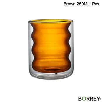 BORREY 250 мл стеклянная чашка для кофе с двойными стенками, спиральная 3D стеклянная кружка, термостойкая стеклянная чашка для чая, молока, уникальная офисная кружка для питья Green cup(250ML)