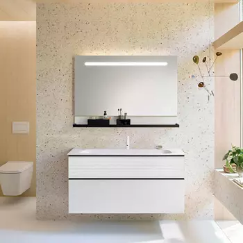 Мебель для ванной комнаты Burgbad Fiumo 122 см подвесная, белая матовая