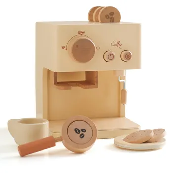 Wooden play house toys coffee machine children s role kitchen play toys educational multifunctional toys simulation dining kitchen set toys Christmas coffee maker toy