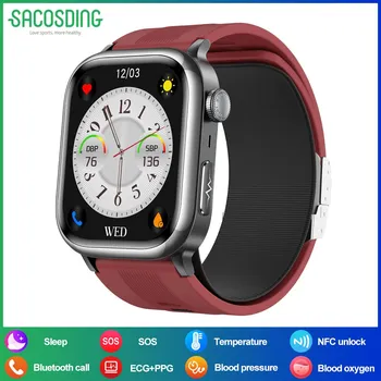 SACOSDING Новый ЭКГ PPG Воздушный насос Тип подушки безопасности Кровяное давление Мониторинг сна Здоровье Смарт-часы Дистанционный уход Bluetooth Вызов Спорт SOS Смарт-часы чёрный
