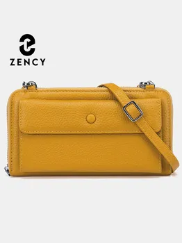 Zency мягкая сумка из натуральной кожи, прозрачная сумка для телефона, многофункциональный кошелек через плечо, женская сумка на ремне, держатель для карт