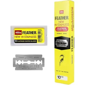 Лезвия для безопасной бритвы с двойной кромкой, 10 шт., Feather