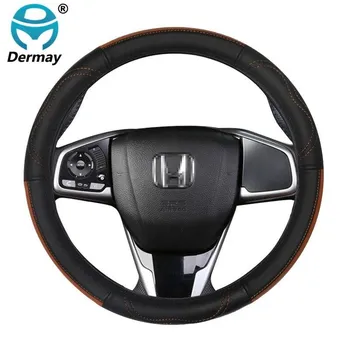 Для Honda Civic 2016 2022 чехол на руль автомобиля из натуральной кожи 10-го поколения, бренд DERMAY, высокое качество чёрный
