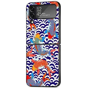 Чехол для телефона Samsung Galaxy ZFlip3 Z Flip 3 5G ZFlip Z Flip 4 Flip4 Flip3 ZFlip4, черная сумка Wave Art, японский зеленый Illust Samsung Z Flip 5G