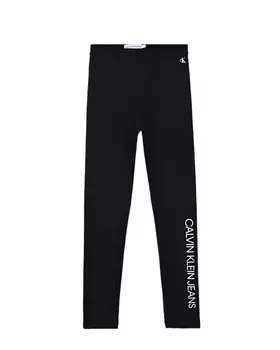 Черные леггинсы с вертикальным лого Calvin Klein детские