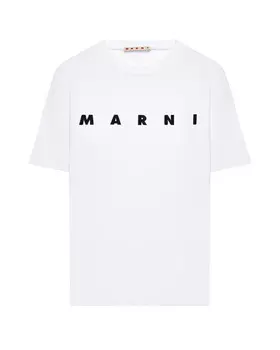Футболка с черным лого, белая MARNI
