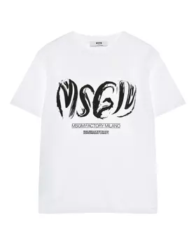 Футболка с черным лого, белая MSGM