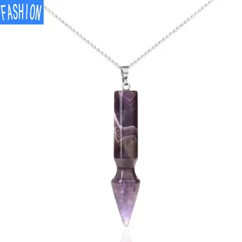 Ожерелье с подвеской из натурального полудрагоценного камня и кристаллами white crystal