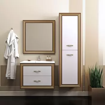 Комплект мебели Opadiris Карат 80, белый/золото