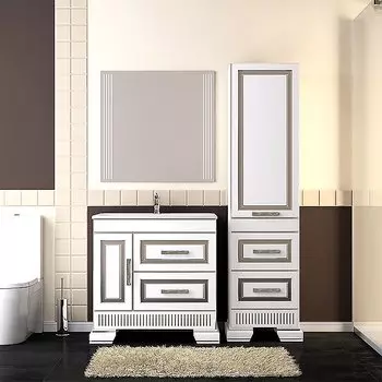 Комплект мебели Opadiris Оникс 80, белый/серебро