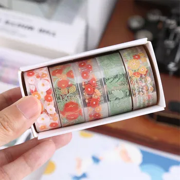 5 рулонов Kawaii Прозрачная клейкая лента DIY Декоративный материал Лента Наклейки для скетчбука Школьные принадлежности Канцелярские товары 1