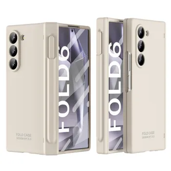 Для Samsung Galaxy Z Fold 6 5 4 3 чехол, мягкий матовый складной шарнир с закаленной пленкой, дополнительный стилус, противоударный чехол for Galaxy Z Fold 3&case only(no pen) чёрный