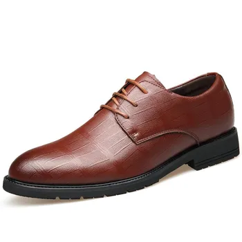 Fashion Brand Shoes Men Loafers Thick-soled Wedding party Shoes Black Formal Business Shoe lace up oxfords Leather men dress shoes 38 чёрный