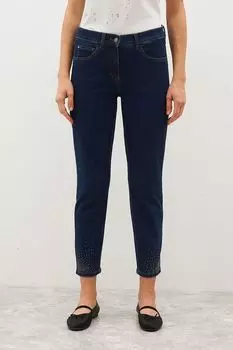 Джинсы зауженного кроя со стразами Gerry Weber