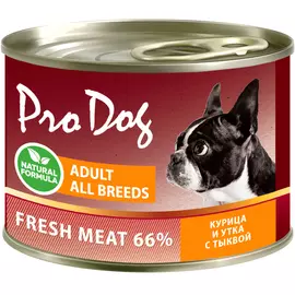 Корм для собак PRO DOG с курицей, уткой и тыквой 200 г