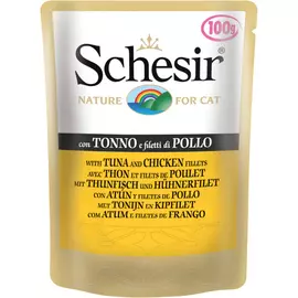 Корм для кошек SCHESIR Тунец и филе цыпленка 100г