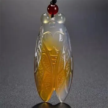 Натуральный нефрит ручной работы Know The Cicada ожерелье кулон модные ювелирные изделия аксессуары мужчины женщины удача подарки белый