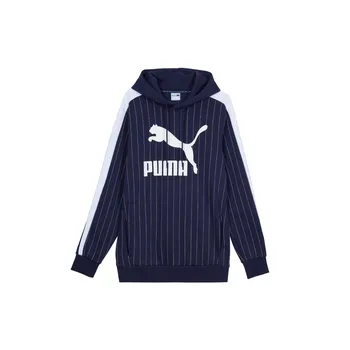 Пуловер с капюшоном Puma на флисовой подкладке в тонкую полоску Мужские топы Темно-синий 530179-06 M