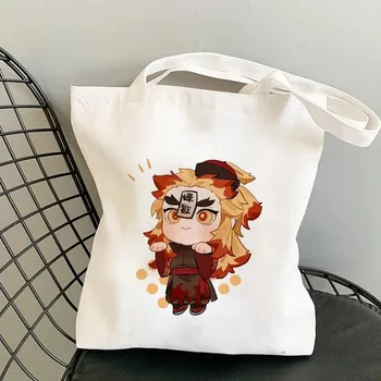Kimetsu No Yaiba, японское аниме, истребитель демонов, женские сумки-шоппер с героями мультфильмов, сумка для покупок, сумка на плечо, женская парусиновая сумка, эко-сумки 24*26cm