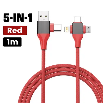 5-в-1 USB C кабель для зарядки Type C провод для зарядки Usb Type C кабель PD 65 Вт 27 Вт быстрая зарядка для iPhone Samsung Xiaomi 1m