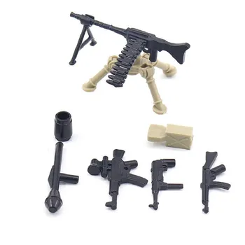 Военный пулемет времен Второй мировой войны MG34 Browning Dp-28, оружие, пистолеты, солдатские минифигурки MOC, армейские детали, строительные кирпичи, игрушки