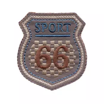 922012 Термоаппликация ярлык SPORT 66, серый/синий/бежевый цв. 1шт. Prym